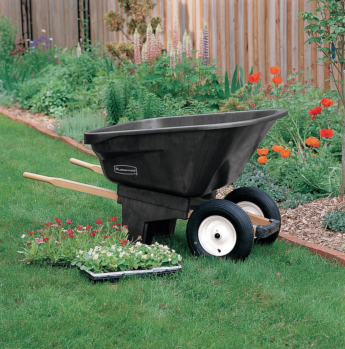 The Rubbermaid Commercial Wheelbarrow 6.5 CF 2 wheel, 200 lb. capacity