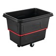 The Rubbermaid Commercial 8 cu ft Heavy-Duty Utility Cube Truck, 700 lbs load capacity, black.
