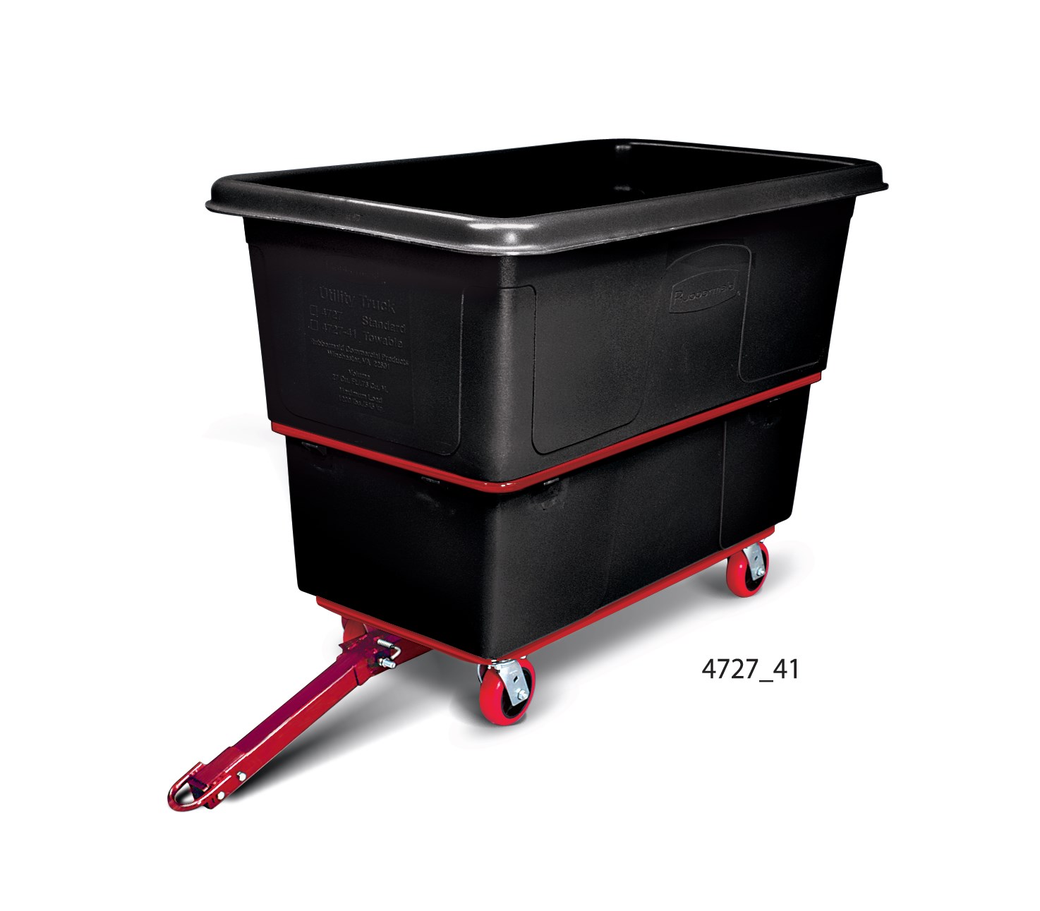 The Rubbermaid Commercial Heavy Duty Towable Utility Truck can carry up to 1,200 lbs. on four 5" corner swivel casters.