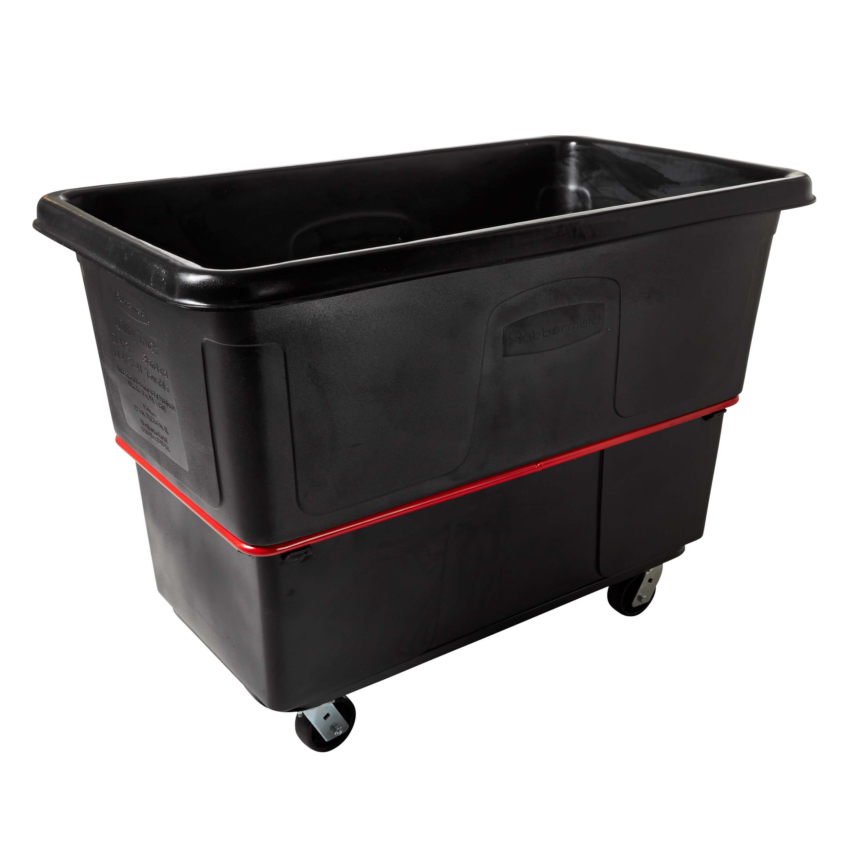 The Rubbermaid Commercial Cube Truck is constructed of durable rotomolded plastic and is designed to transport waste, laundry, and other materials.