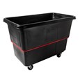 The Rubbermaid Commercial Cube Truck is constructed of durable rotomolded plastic and is designed to transport waste, laundry, and other materials.