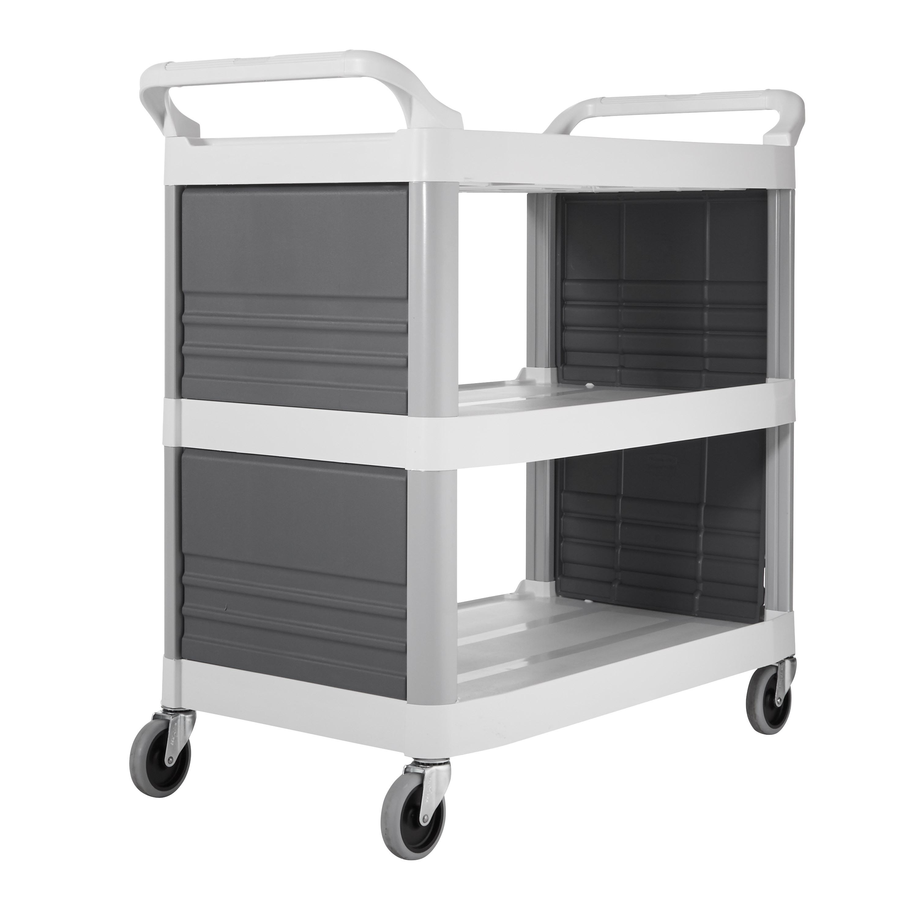 The Rubbermaid Commercial Utility Cart is constructed from durable HDPE (high-density polypropylene) for improved chemical resistance that will not absorb moisture.