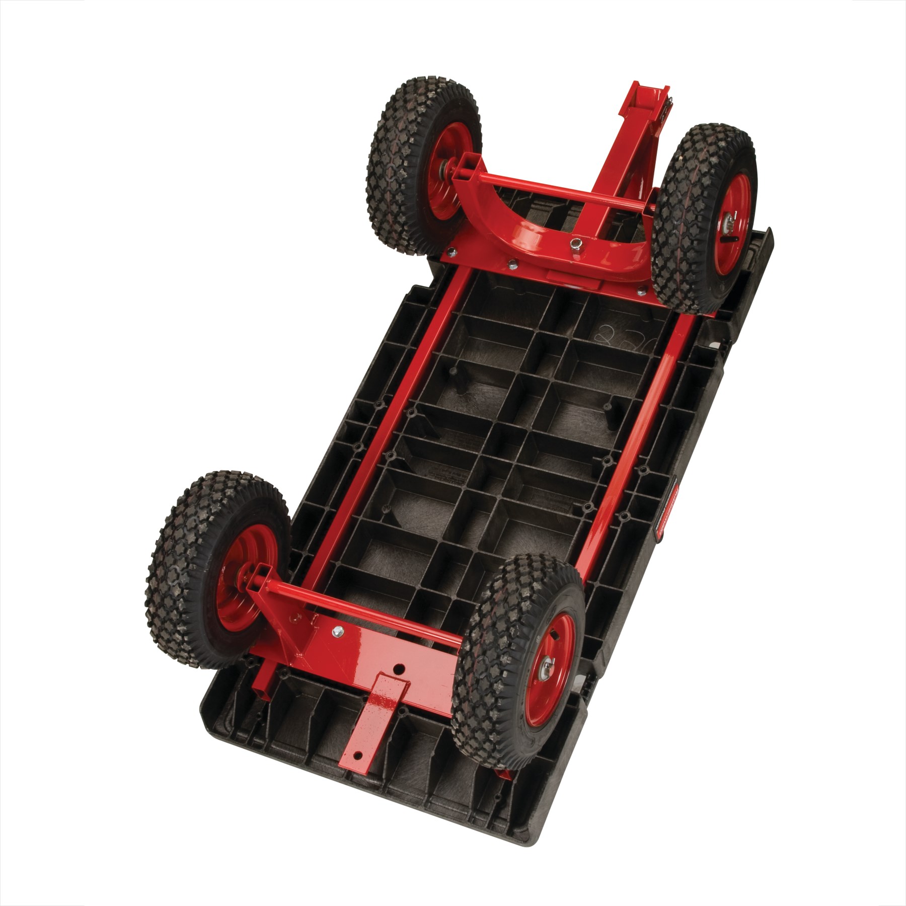 The Rubbermaid Commercial 5th Wheel Wagon Truck 70"X40" with 12" PNEUMATIC casters, 2000 lb. capacity