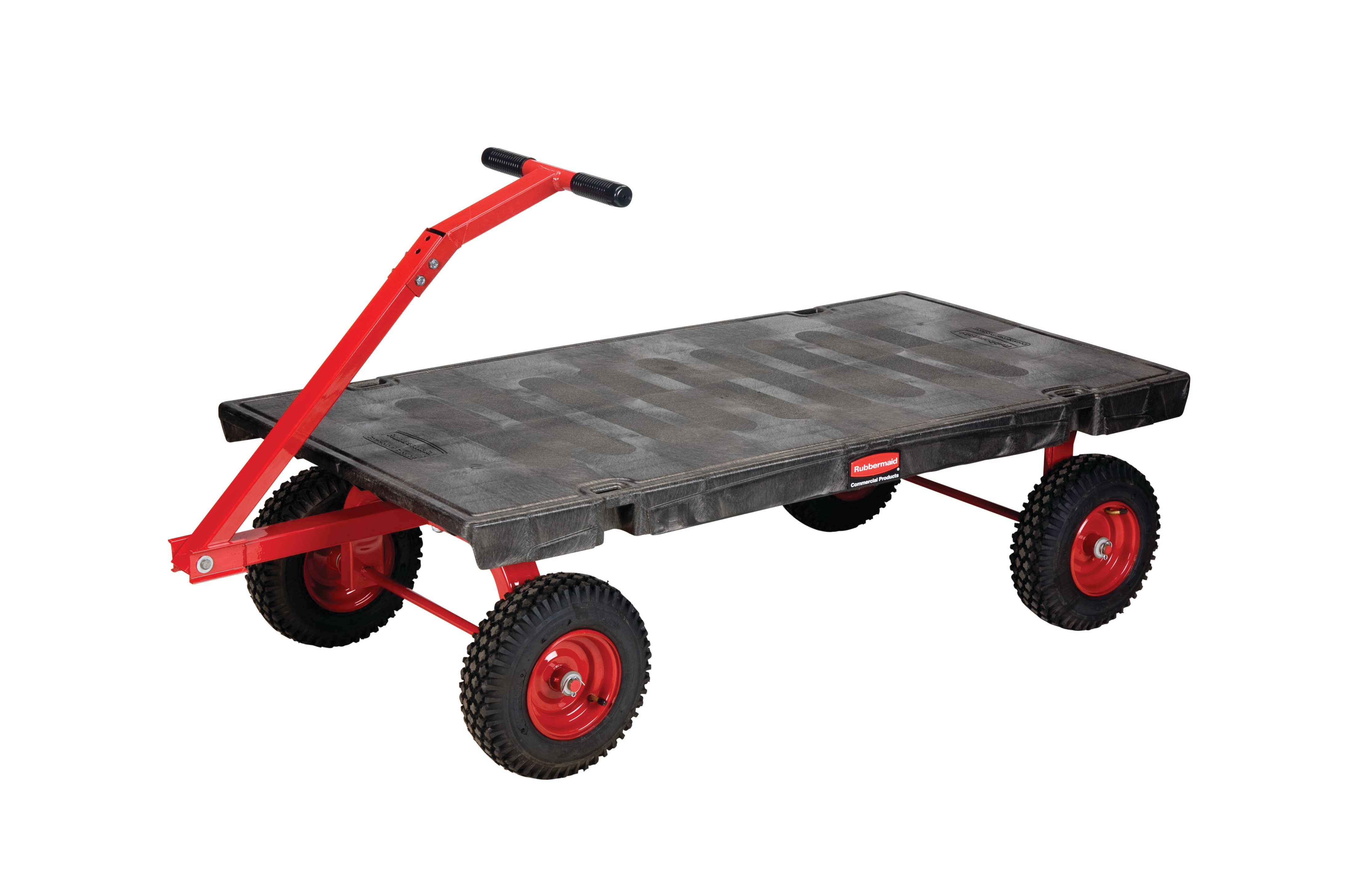 The Rubbermaid Commercial 5th Wheel Wagon Truck 30"X60" with 12" PNEUMATIC casters, 2000 lb. capacity