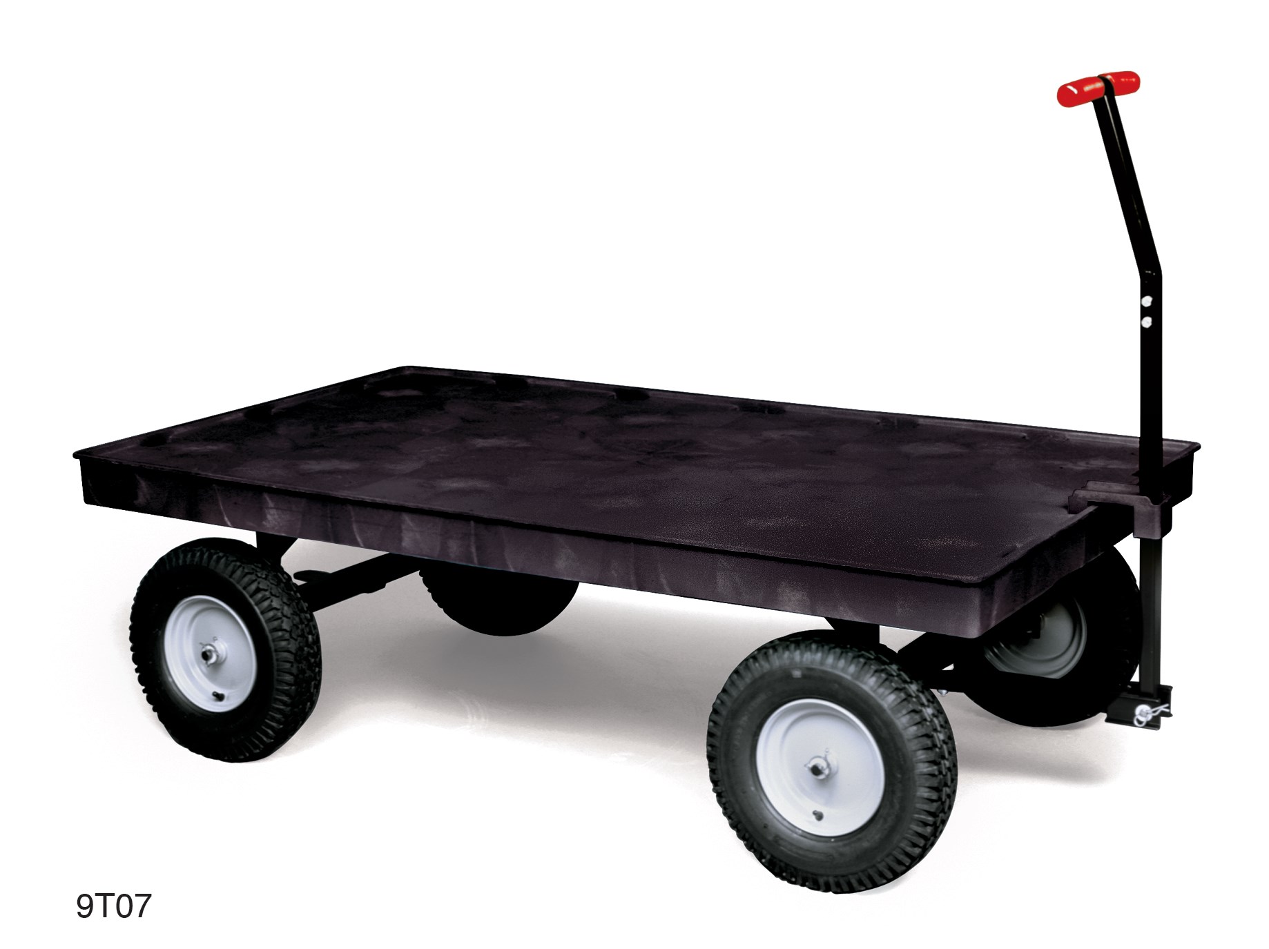The Rubbermaid Commercial 5th Wheel Wagon Truck 70"X40" with 12" PNEUMATIC casters, 2000 lb. capacity