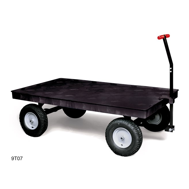 The Rubbermaid Commercial 5th Wheel Wagon Truck 70"X40" with 12" PNEUMATIC casters, 2000 lb. capacity