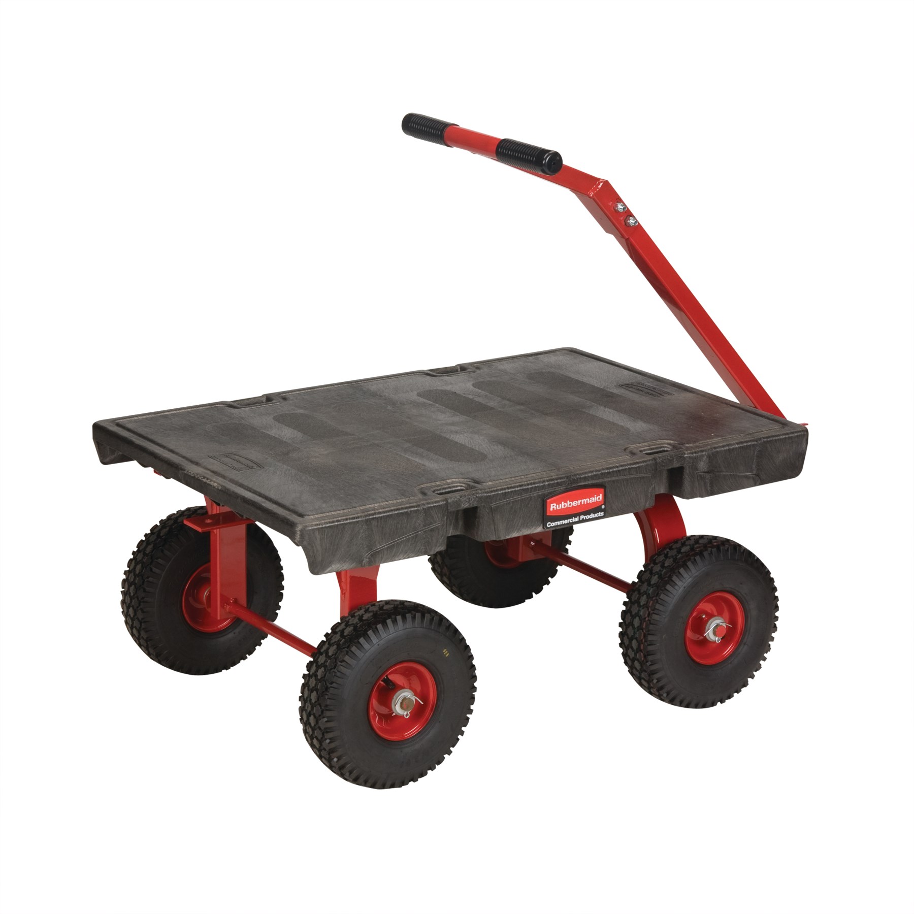 The Rubbermaid Commercial Wagon Truck 24"X36" with 10" PNEUMATIC casters, 1200 lb. capacity
