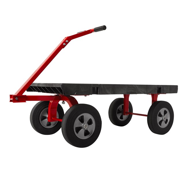 The Rubbermaid Commercial 5th Wheel Wagon Truck 24"X48" with 12" TPR wheels, 2000 lb. capacity