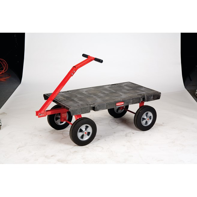 The Rubbermaid Commercial 5th Wheel Wagon Truck 24"X48" with 12" TPR wheels, 2000 lb. capacity