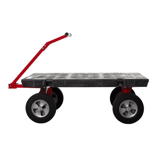 The Rubbermaid Commercial 5th Wheel Wagon Truck 24"X48" with 12" TPR wheels, 2000 lb. capacity