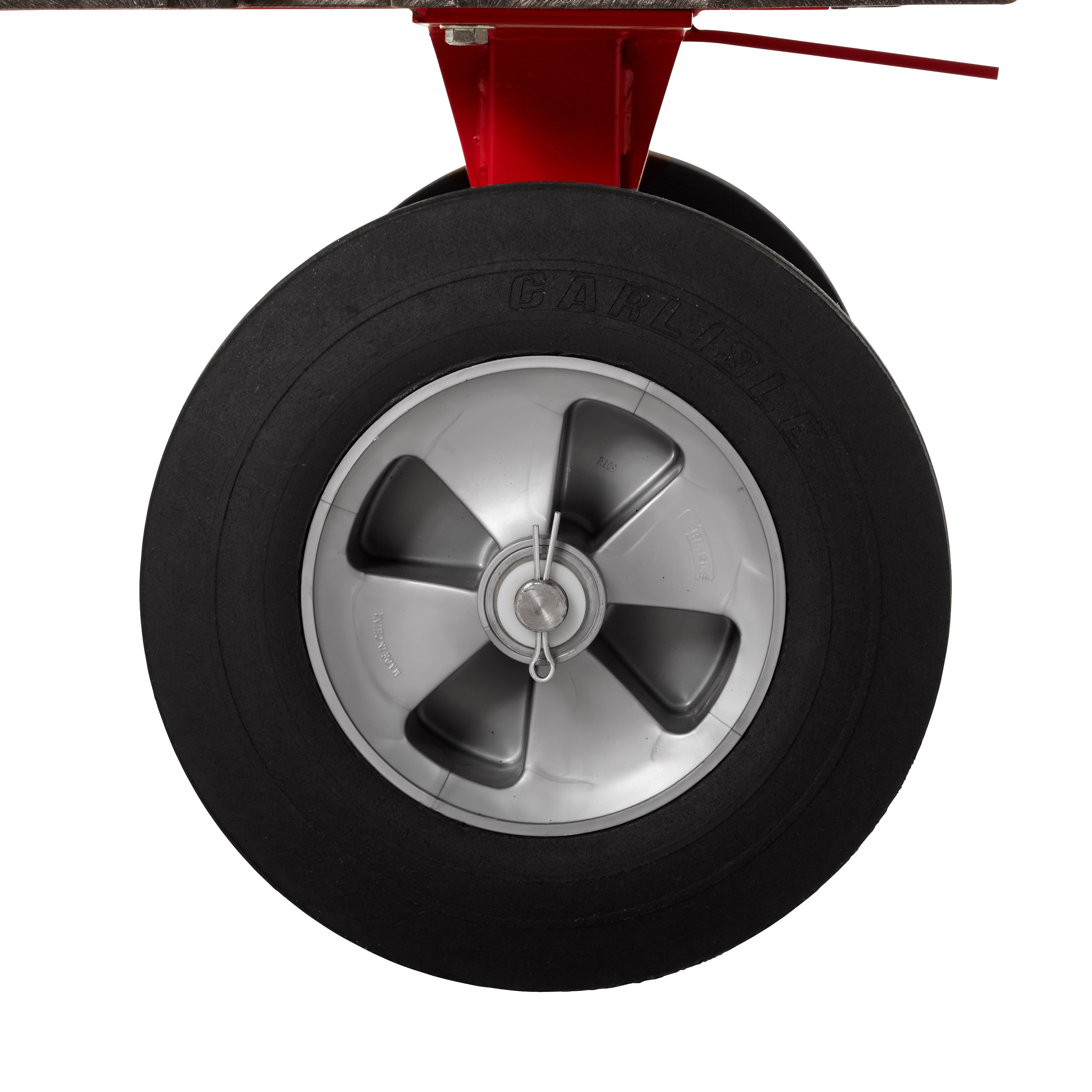 The Rubbermaid Commercial 5th Wheel Wagon Truck 24"X48" with 12" TPR wheels, 2000 lb. capacity