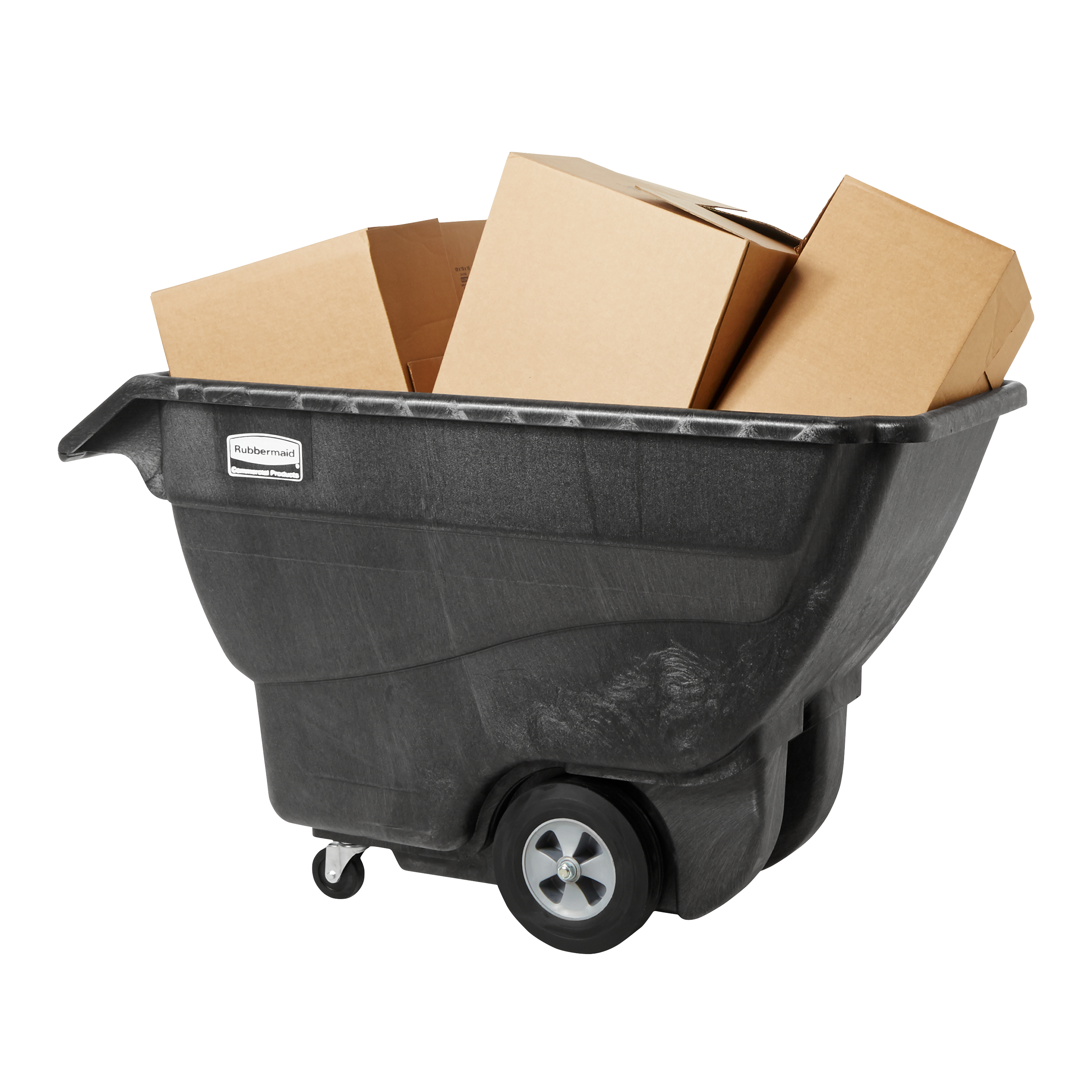 The Rubbermaid Commercial Tilt Dump Truck, Structural Foam, offers industrial strength construction to transport heavy loads up to 1,000 lbs.