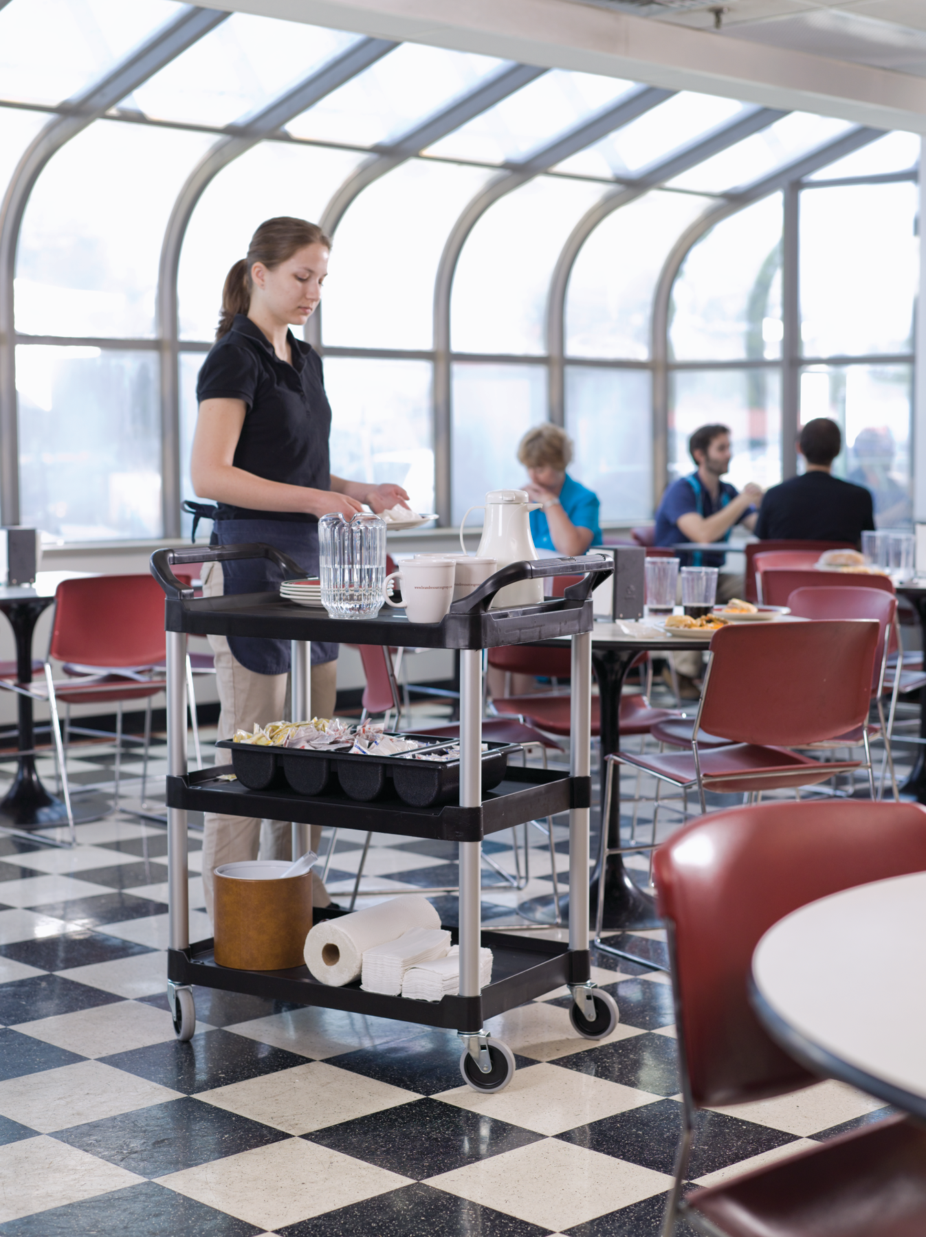 The Rubbermaid Commercial Utility Cart is a versatile, durable cart that can support up to 200 lbs.