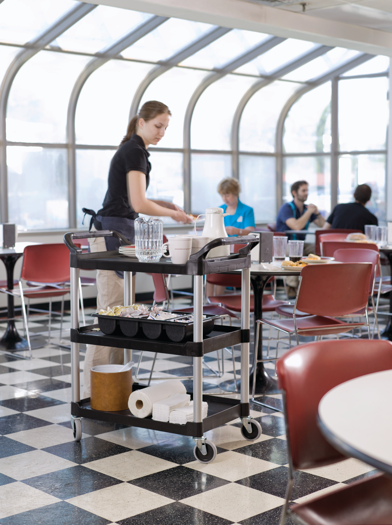 The Rubbermaid Commercial Utility Cart is a versatile, durable cart that can support up to 200 lbs.