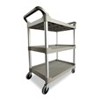 Service Utility Cart with 4-inch Swivel Casters is a versatile, durable cart that can perform a wide variety of tasks. This rolling utility cart has non-marking swivel casters for smooth movement and raised arms on both sides for easy maneuverability.