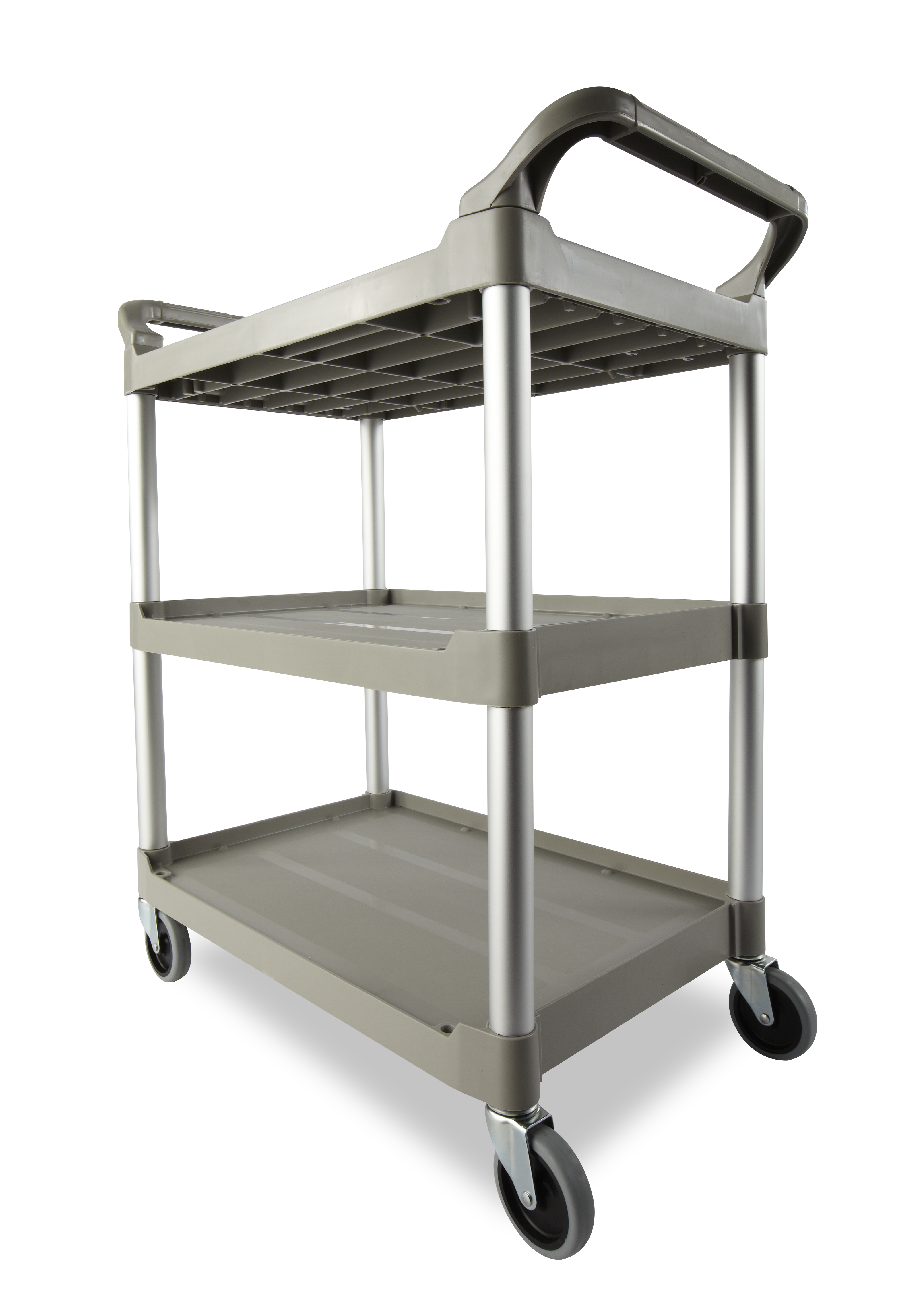 The Rubbermaid Commercial Utility Cart, 3 Shelf, is a versatile, durable cart that can support up to 200 lbs.