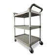 Service Utility Cart with 4-inch Swivel Casters is a versatile, durable cart that can perform a wide variety of tasks. This rolling utility cart has non-marking swivel casters for smooth movement and raised arms on both sides for easy maneuverability.