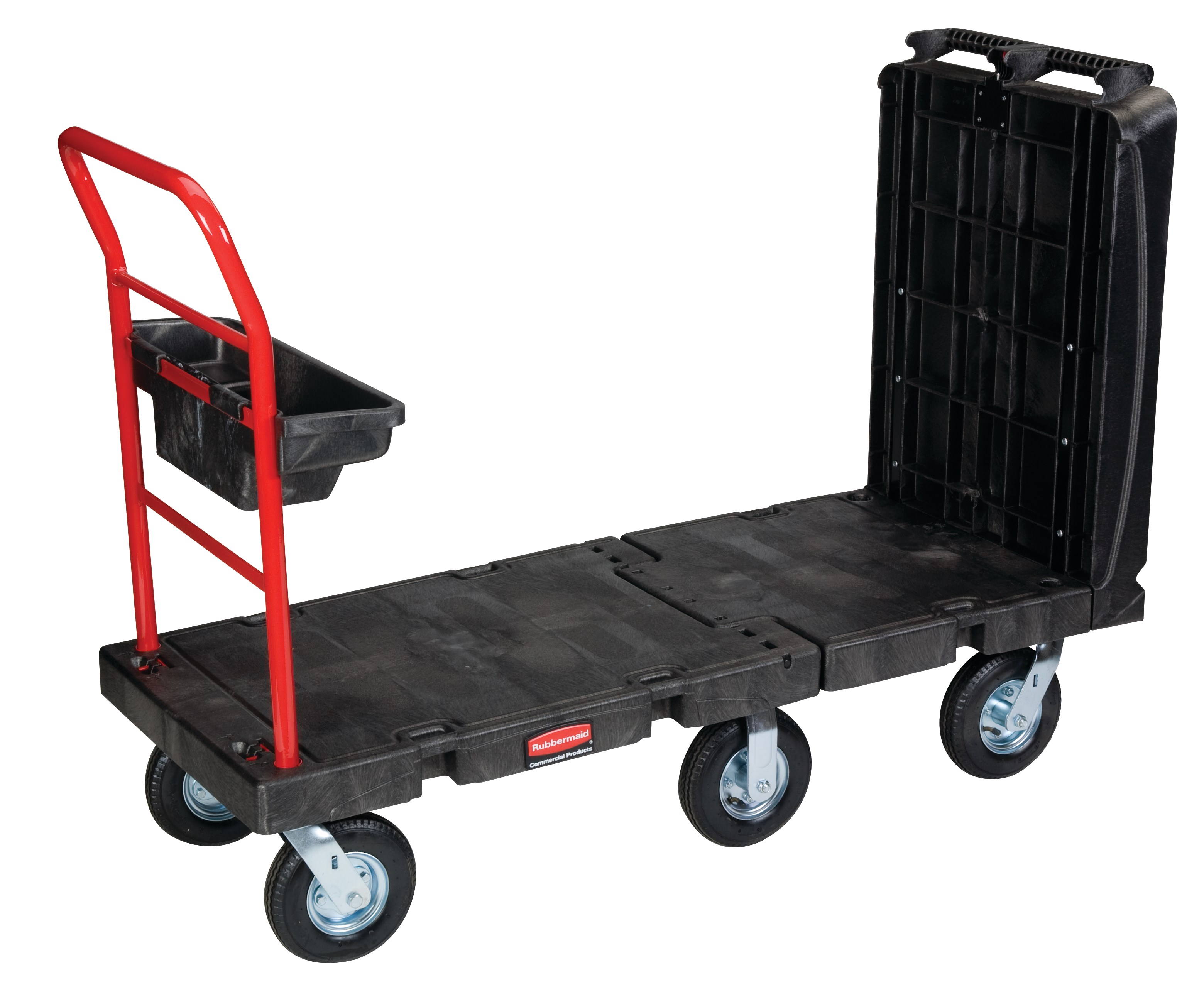 The Rubbermaid Commercial Convertible Platform Truck 24"X52" with 8"PNEUMATIC casters 750 lb. capacity as cart, 1000 lb. capacity as platform