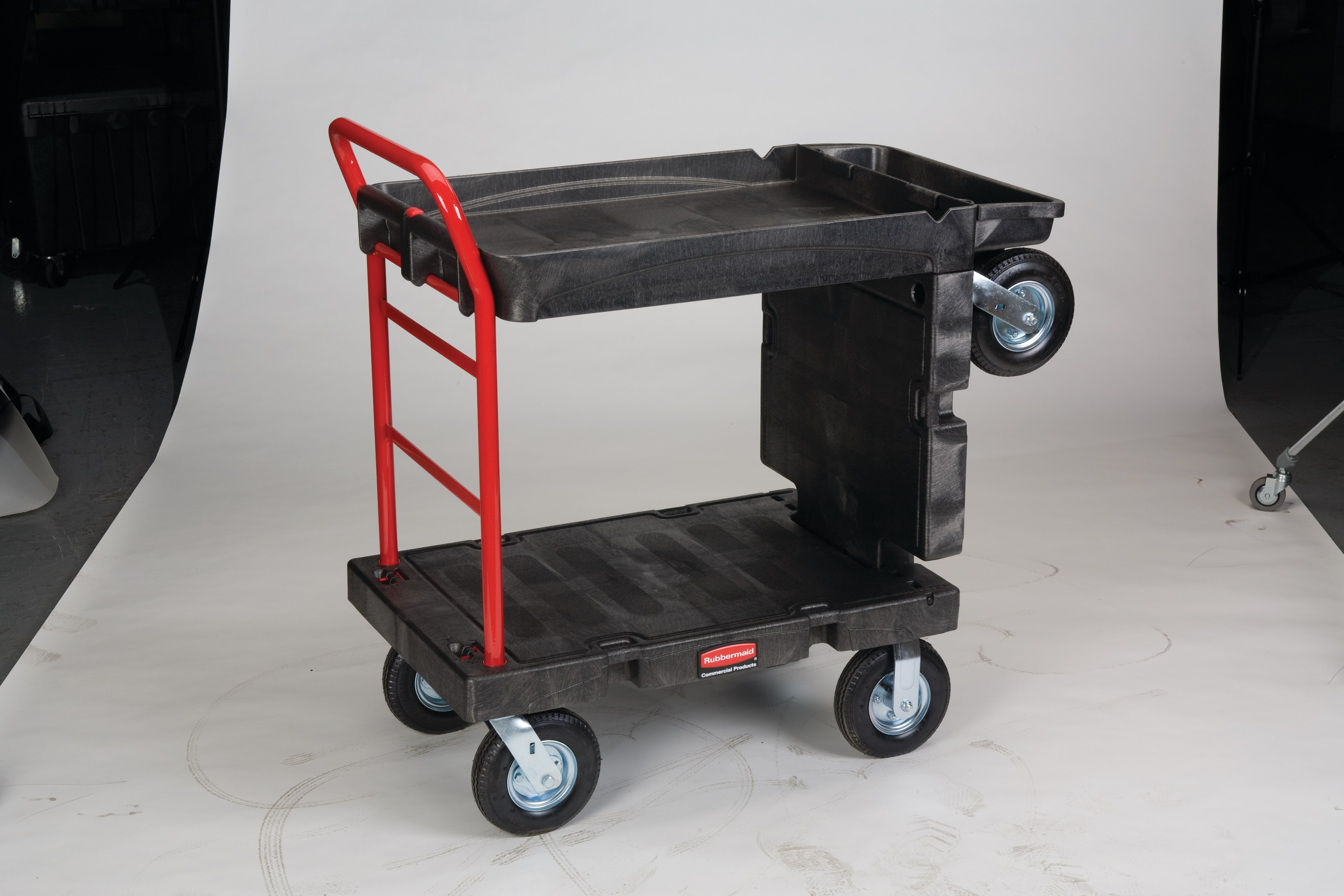 The Rubbermaid Commercial Convertible Platform Truck 24"X52" with 8"PNEUMATIC casters 750 lb. capacity as cart, 1000 lb. capacity as platform