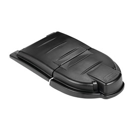 The Rubbermaid Commercial Mega BRUTE Mobile Collector domed, hinged lids provide convenient access to contents without reducing overall capacity