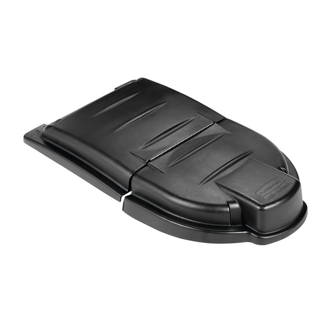 The Rubbermaid Commercial Mega BRUTE Mobile Collector domed, hinged lids provide convenient access to contents without reducing overall capacity