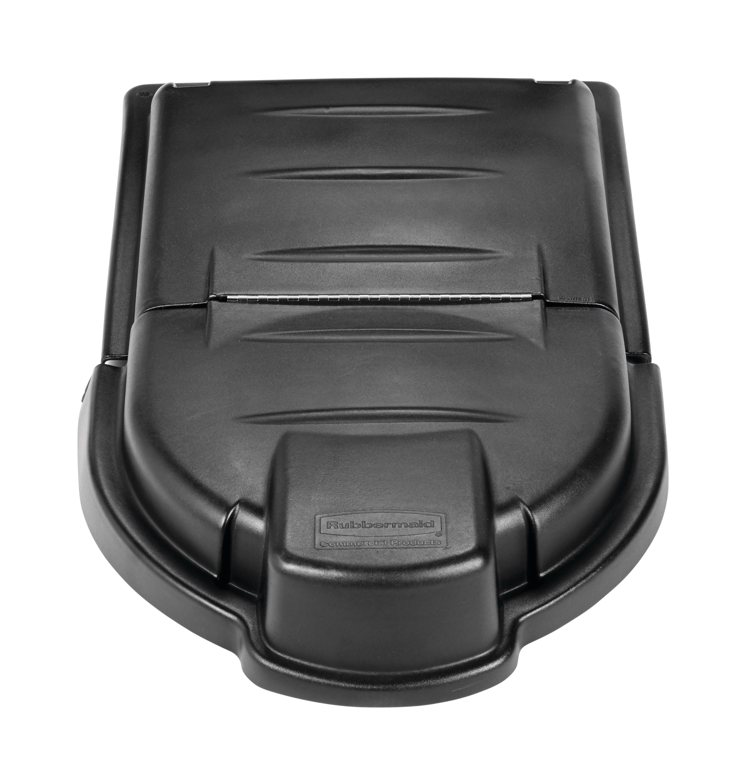 The Rubbermaid Commercial Mega BRUTE Mobile Collector domed, hinged lids provide convenient access to contents without reducing overall capacity