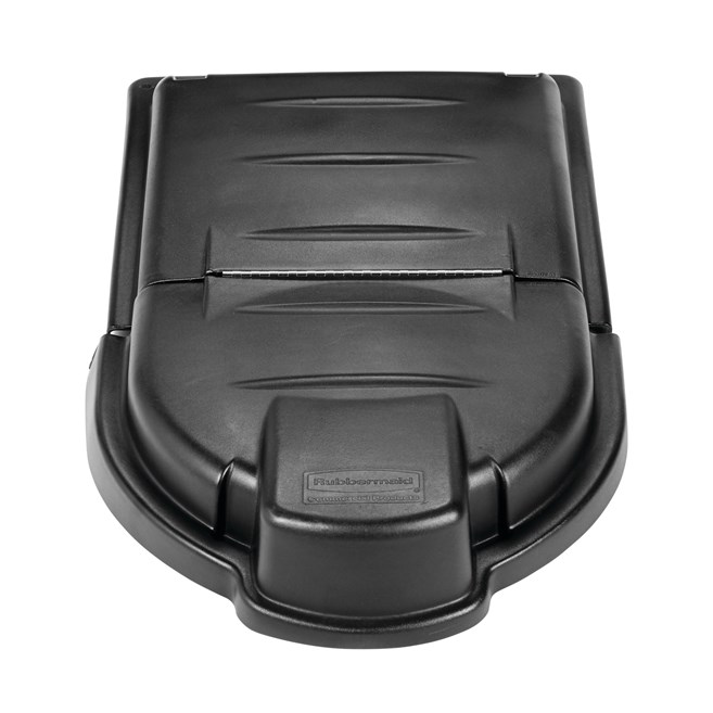 The Rubbermaid Commercial Mega BRUTE Mobile Collector domed, hinged lids provide convenient access to contents without reducing overall capacity