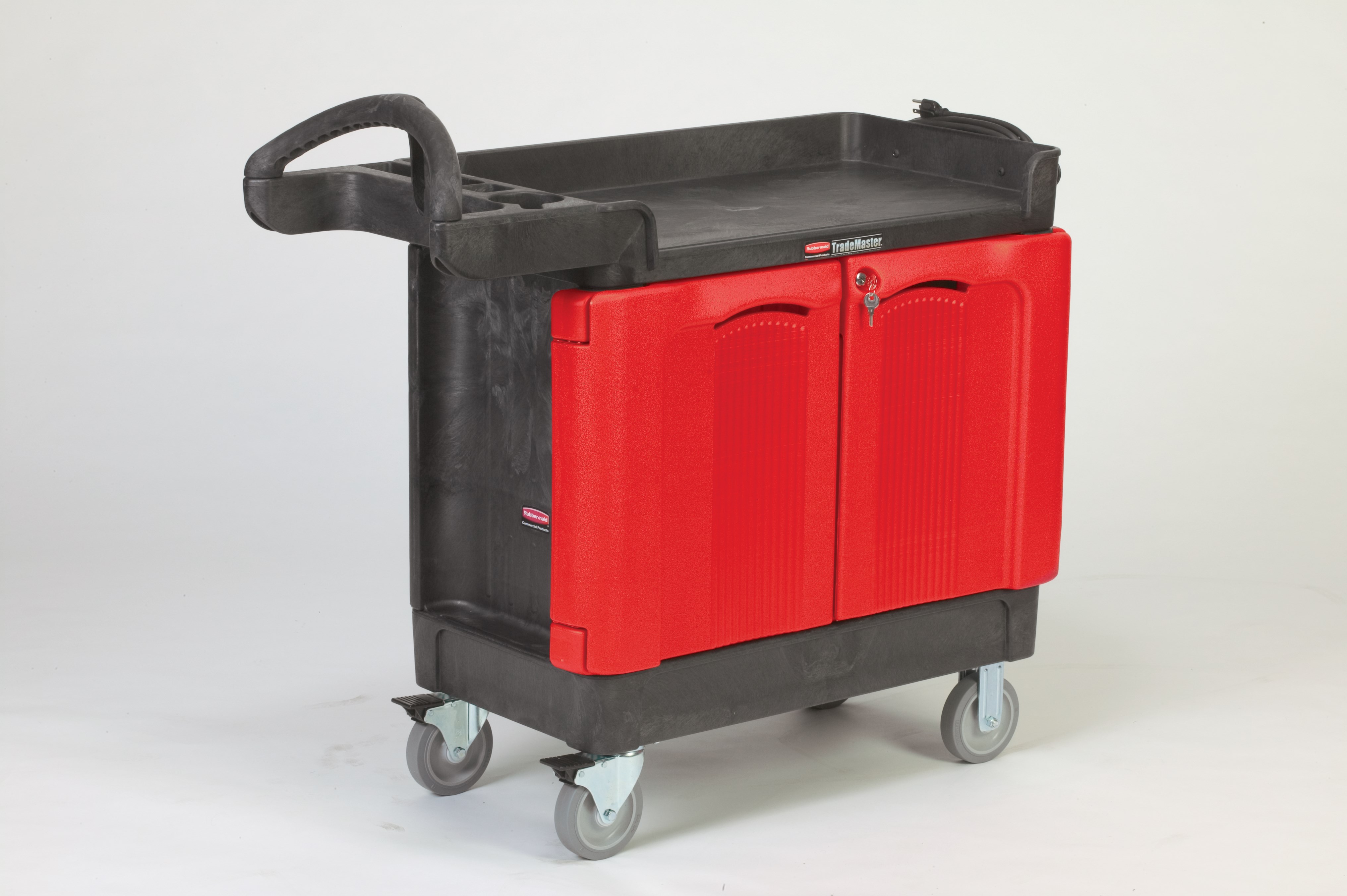 The TradeMaster Cart with 2 Door Cabinet is a complete tool storage and mobile workbench system, with shelving and cabinet configurations to meet any storage needs.