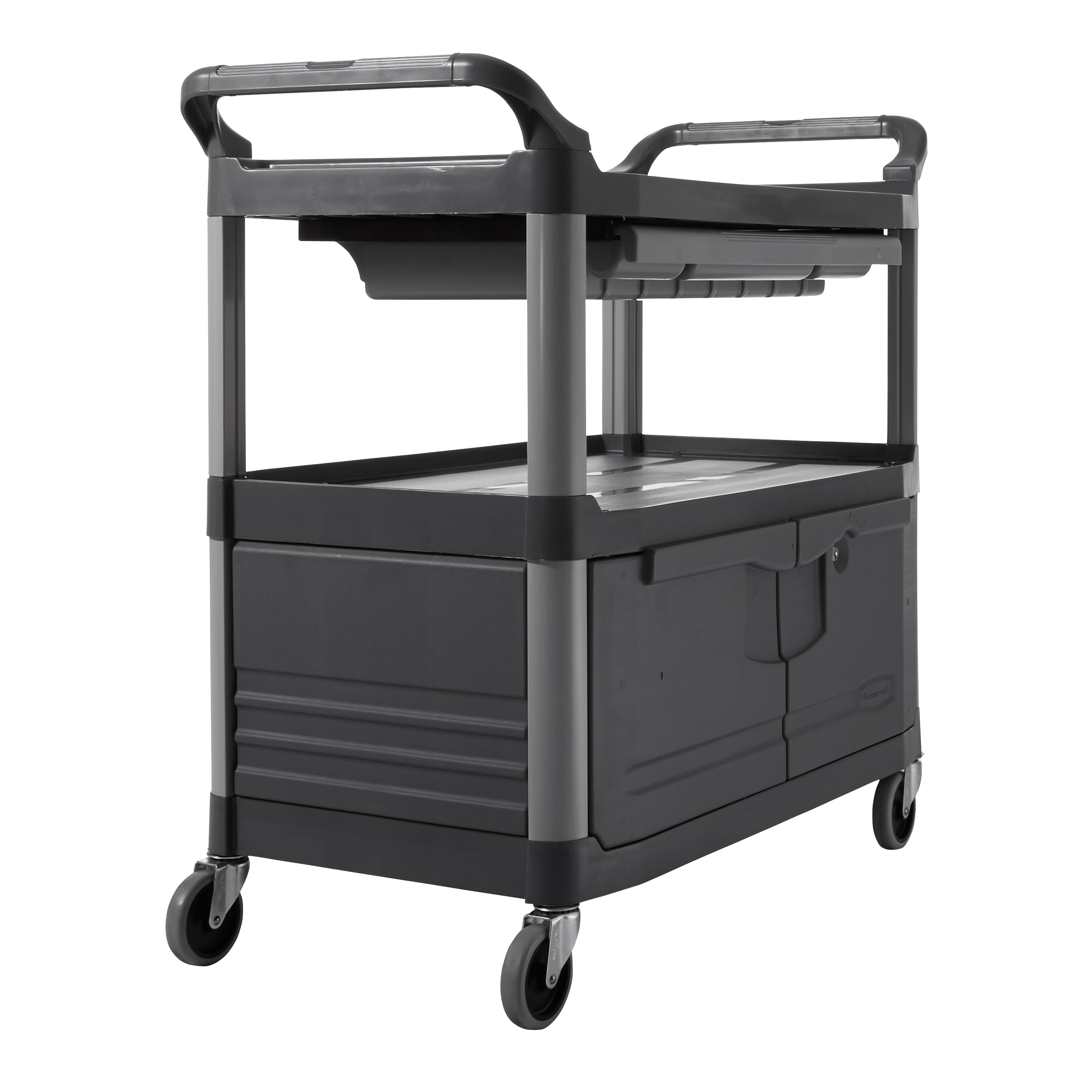 Xtra™ Instrument Cart with Lockable Doors and Sliding Drawers is a durable storage and transportation cart for front and back-of-house applications.