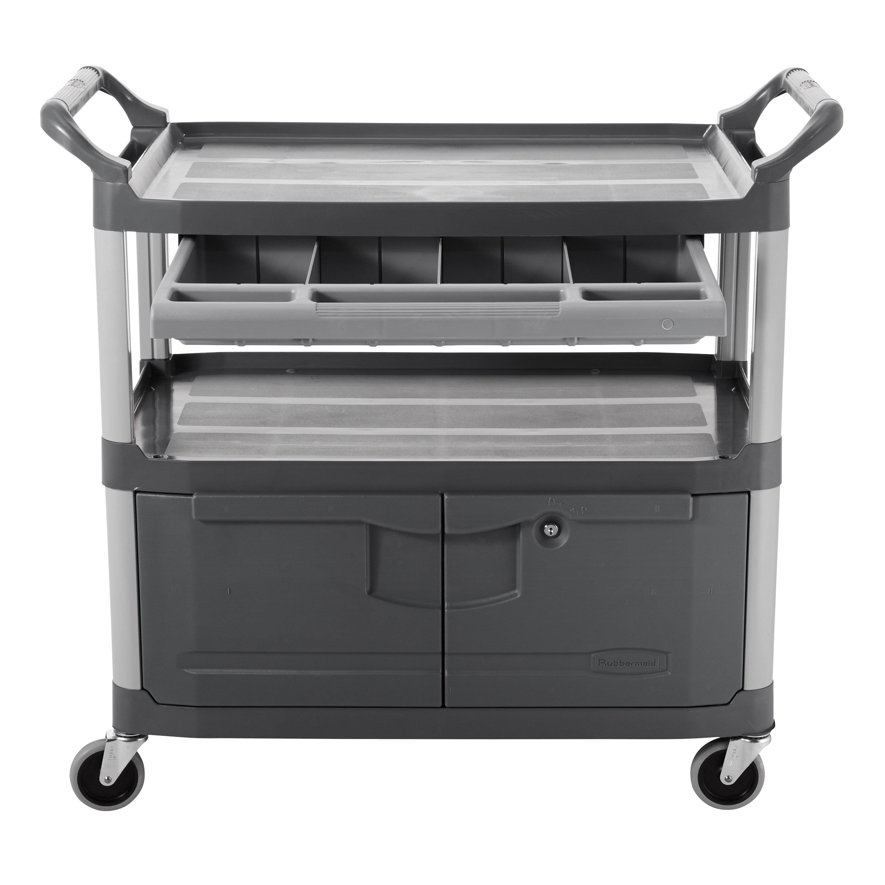 Xtra™ Instrument Cart with Lockable Doors and Sliding Drawers is a durable storage and transportation cart for front and back-of-house applications.