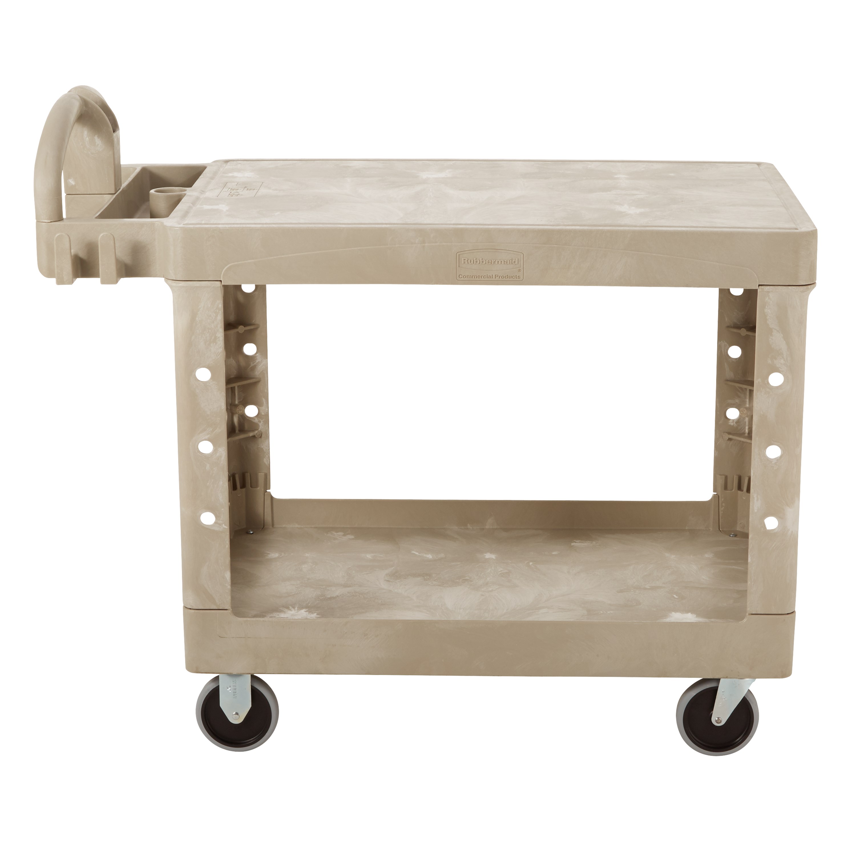 The Rubbermaid Commercial Heavy-Duty Utility Cart is perfect for transporting materials, supplies, and heavy loads in almost any environment.