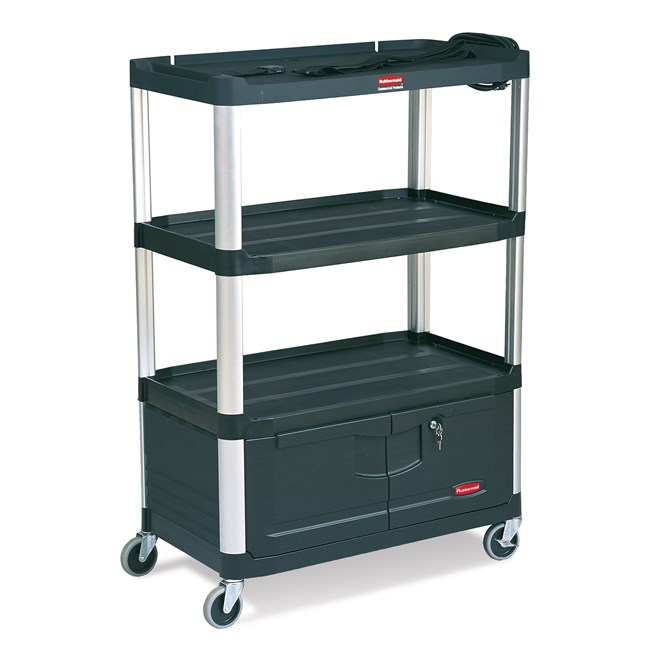 The Rubbermaid Commercial Audio-Visual Cart is designed to make any presentation run smoothly.