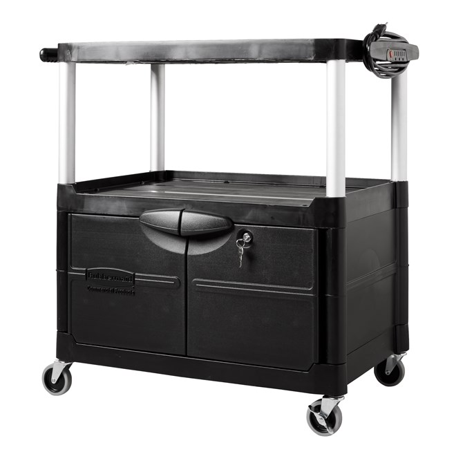 The Rubbermaid Commercial Audio-Visual Cart is designed to make any presentation run smoothly.