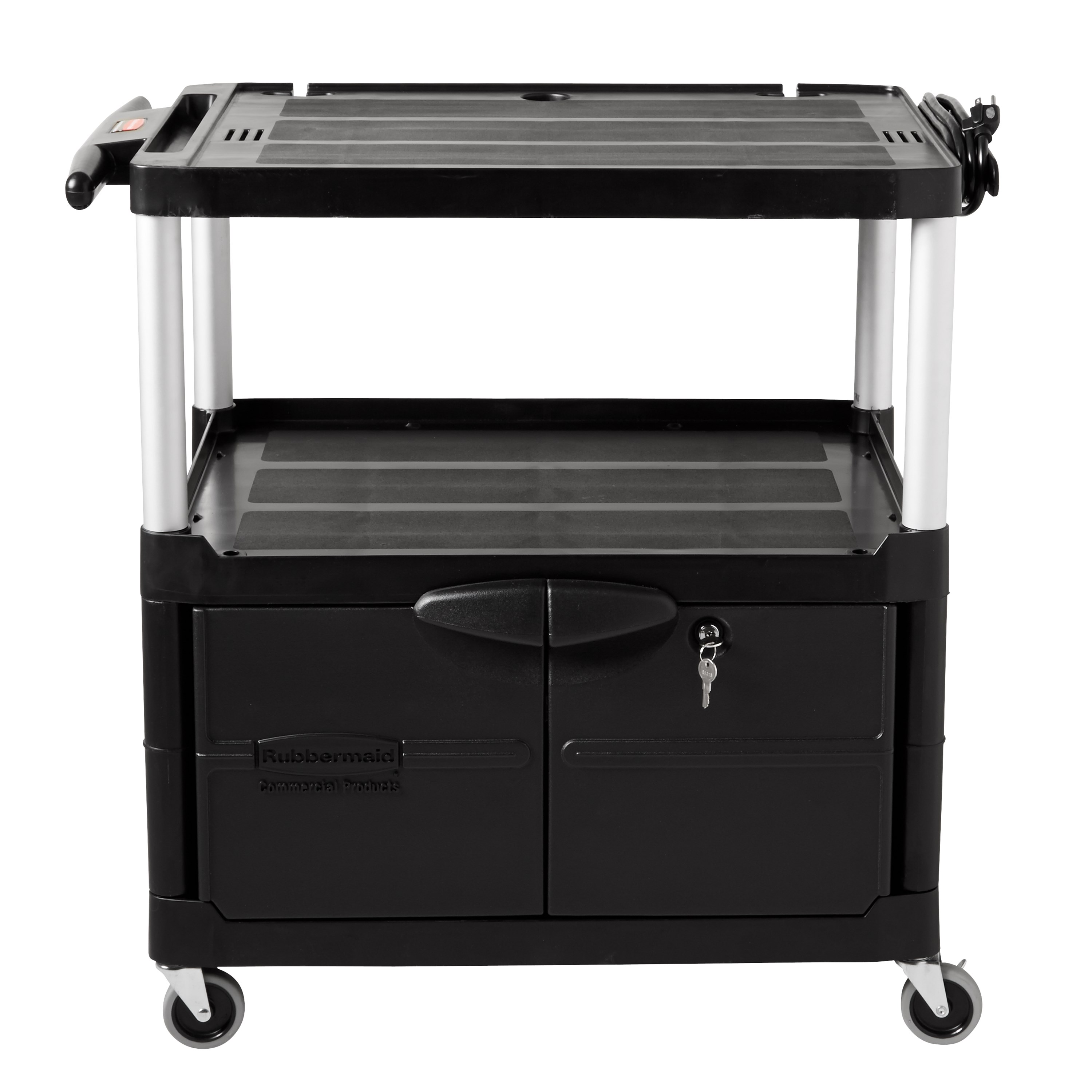 ラバーメイドの業務用AVカートは、どんなプレゼンテーションもスムーズに行えるように設計されています。