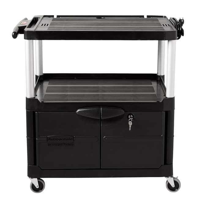 The Rubbermaid Commercial Audio-Visual Cart is designed to make any presentation run smoothly.