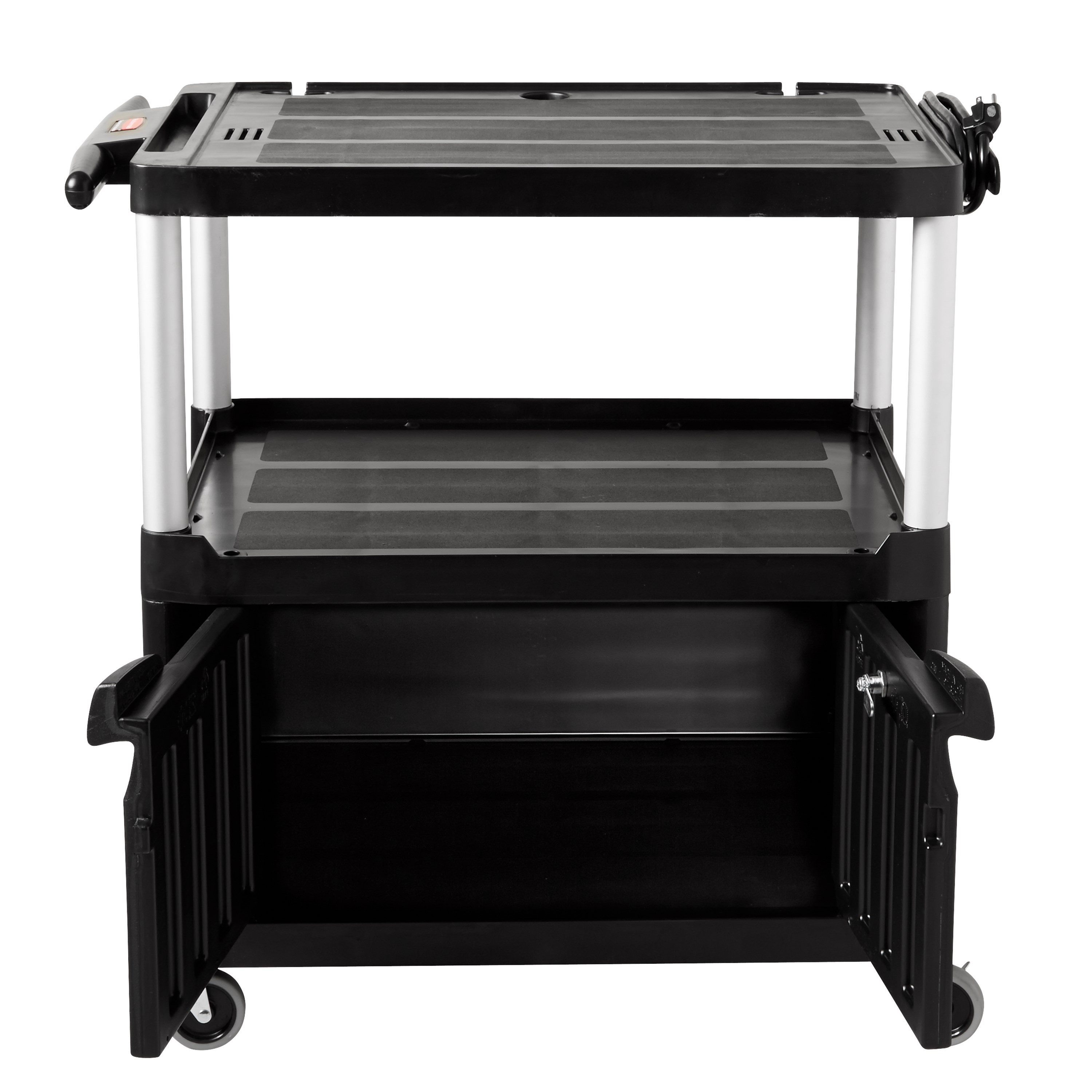 ラバーメイドの業務用AVカートは、どんなプレゼンテーションもスムーズに行えるように設計されています。
