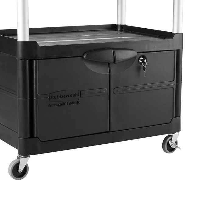 The Rubbermaid Commercial Audio-Visual Cart is designed to make any presentation run smoothly.