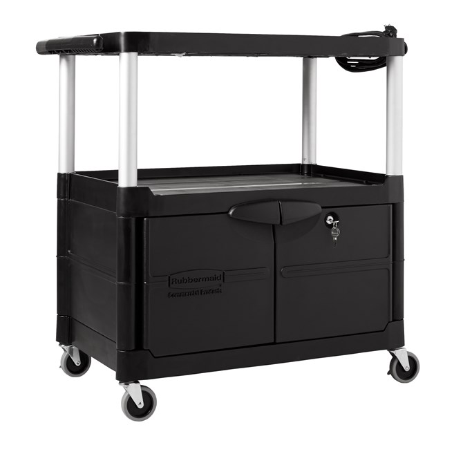 The Rubbermaid Commercial Audio-Visual Cart is designed to make any presentation run smoothly.