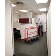 The Rubbermaid Commercial Sheet and Panel Truck has a 2,000-pound capacity and features built-in tie-down slots to secure loads while moving them and a textured surface greatly reduces slippage.