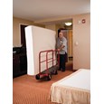 The Rubbermaid Commercial Sheet and Panel Truck has a 2,000-pound capacity and features built-in tie-down slots to secure loads while moving them and a textured surface greatly reduces slippage.