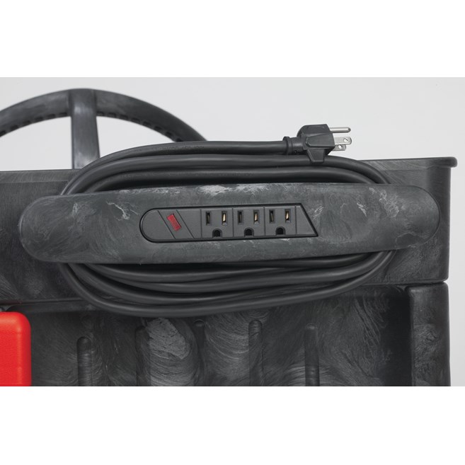 The Rubbermaid Commercial Power Strip Kit adds a handy power source for electric equipment to utility carts. Accessory increases the function of your Rubbermaid utility and service carts. Surge-protected power strip has 3 outlets, and a 10-foot power cord.