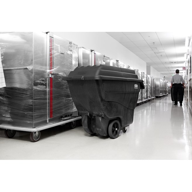 The Rubbermaid Commercial Tilt Dump Truck, Structural Foam, offers industrial strength construction to transport heavy loads up to 450 lbs.