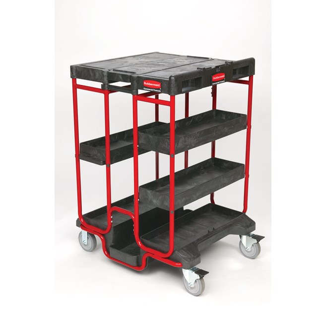 The Rubbermaid Commercial Ladder Cart provides greater mobility, enhanced access, safe ladder handling, and minimal storage requirements.