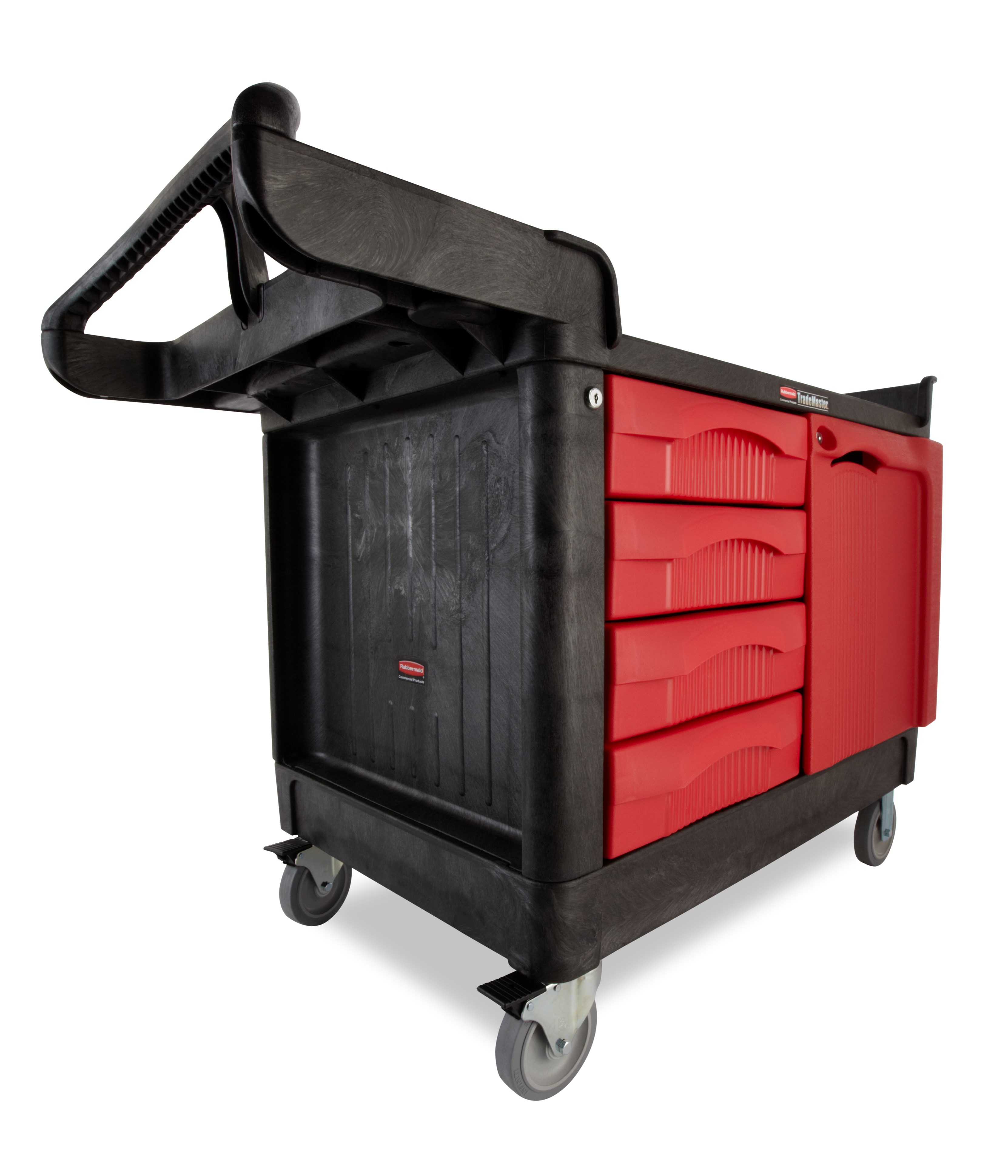 The TradeMaster Cart with 4 Drawers and Cabinet is a complete tool storage and mobile workbench system, with shelving and cabinet configurations to meet any storage needs.