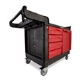 The TradeMaster Cart with 4 Drawers and Cabinet is a complete tool storage and mobile workbench system, with shelving and cabinet configurations to meet any storage needs.