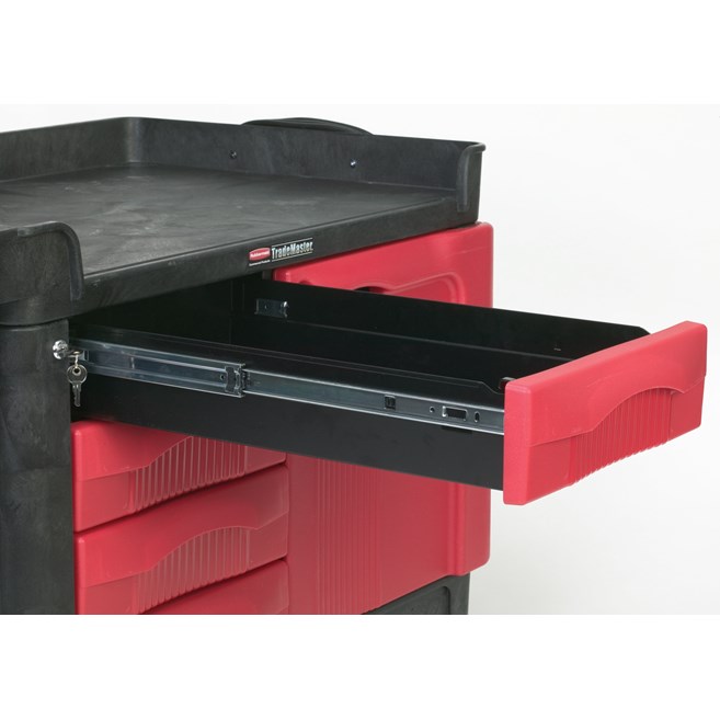 The TradeMaster Cart with 4 Drawers and Cabinet is a complete tool storage and mobile workbench system, with shelving and cabinet configurations to meet any storage needs.