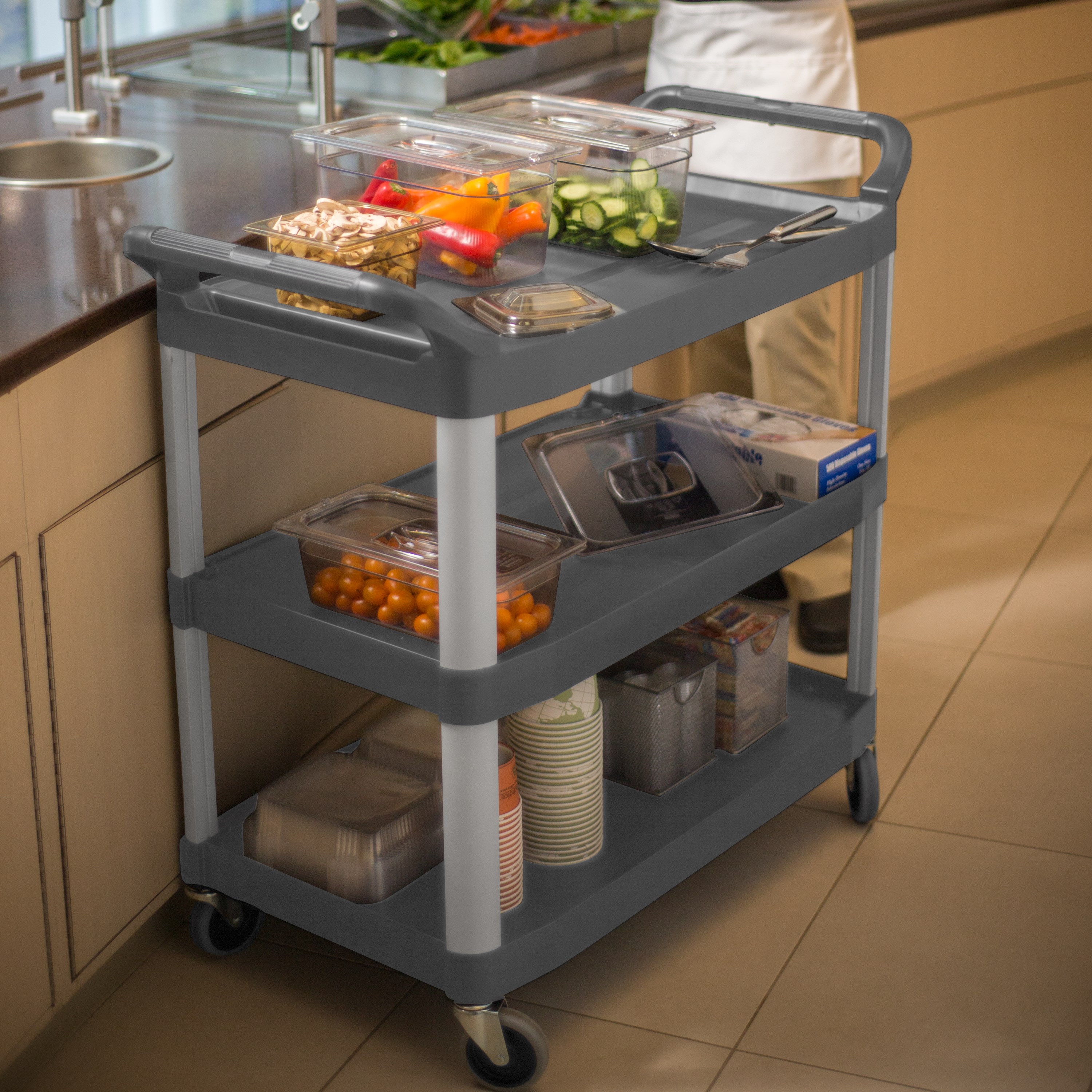 Xtra™ Utility Cart with Open Sides is a durable storage and transportation cart for front and back-of-house applications.