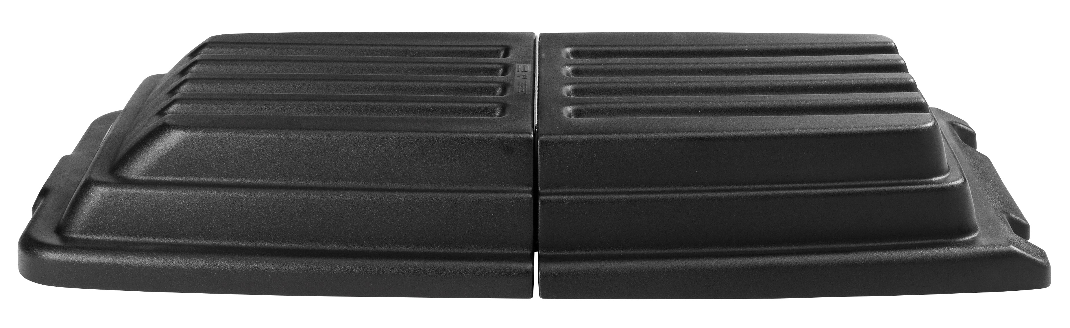 The Rubbermaid Commercial Domed Tilt Truck Lid keeps materials secure inside the truck.