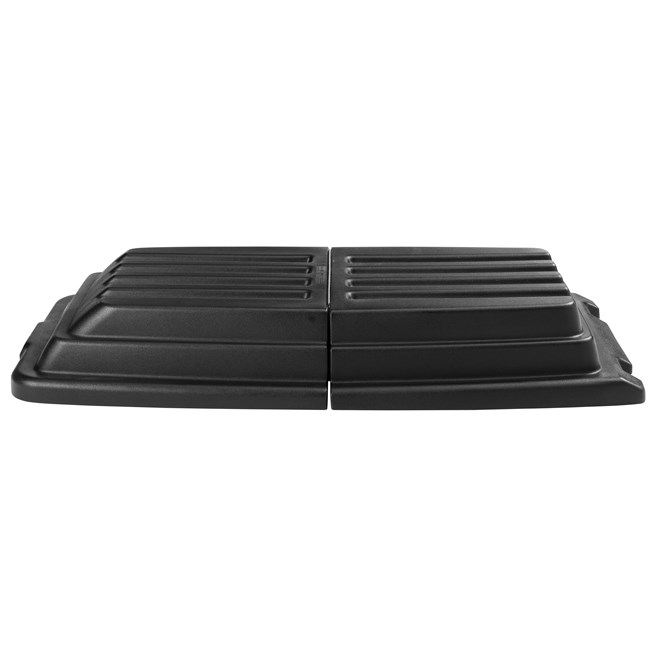 Domed, hinged lids provide convenient access to contents without reducing overall capacity