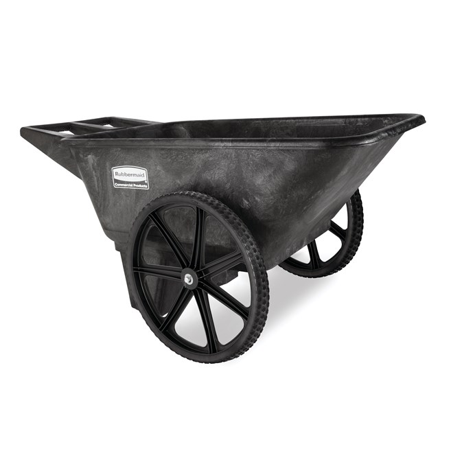 The Rubbermaid Commercial Big Wheel Cart is a professional-grade wheelbarrow that can support up to 300 lbs.